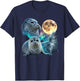 Three Baby Seals Moon Vintage Graphic 90s Funny T-Shirt - T-Shirt | Navy