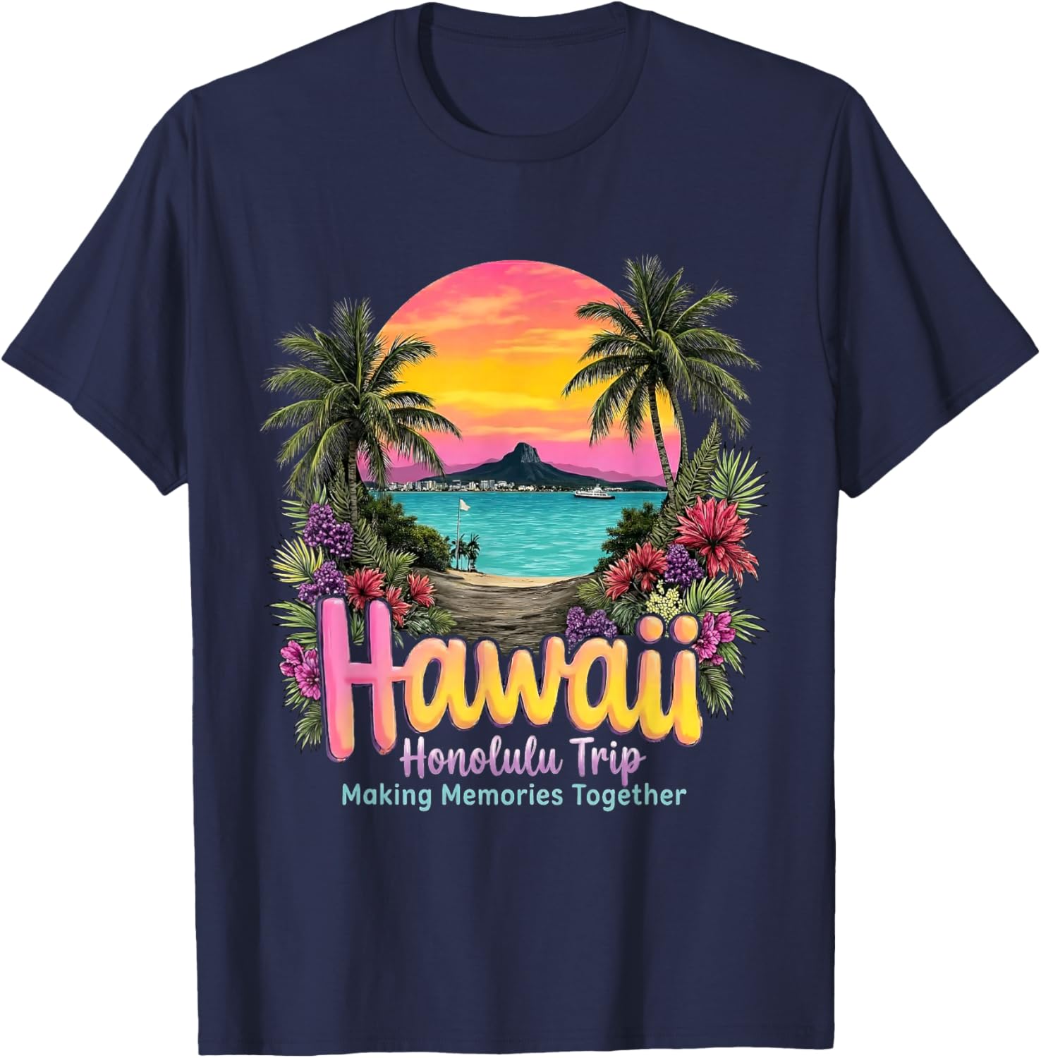 Tropical Hawaii Island Cruise Adventure Waikiki Honolulu T-Shirt - T-Shirt | Navy