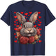 Cute Rabbit with Red Roses Hearts Valentine’s Day Animal T-Shirt - T-Shirt | Navy