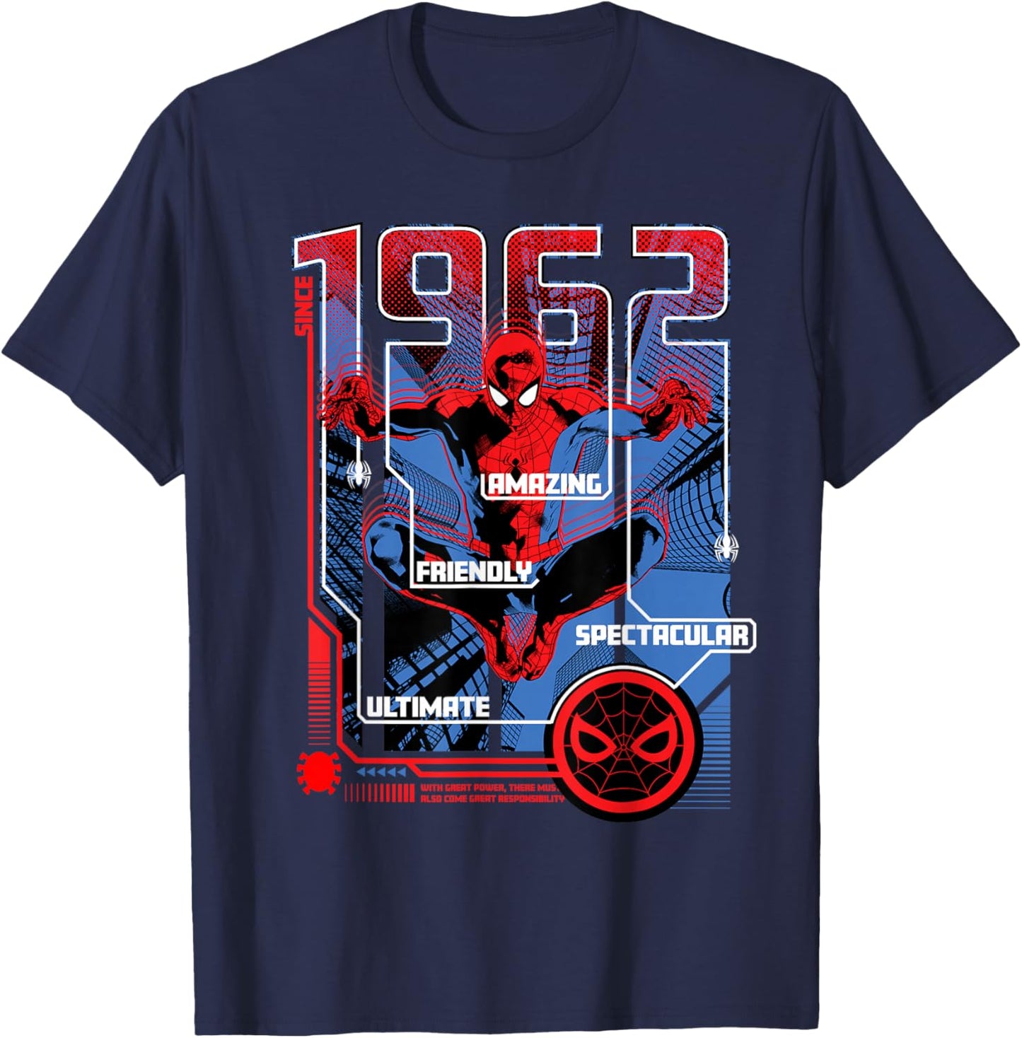 Marvel Spider-Man Since 1962 Iconic Super Hero T-Shirt - T-Shirt | Navy