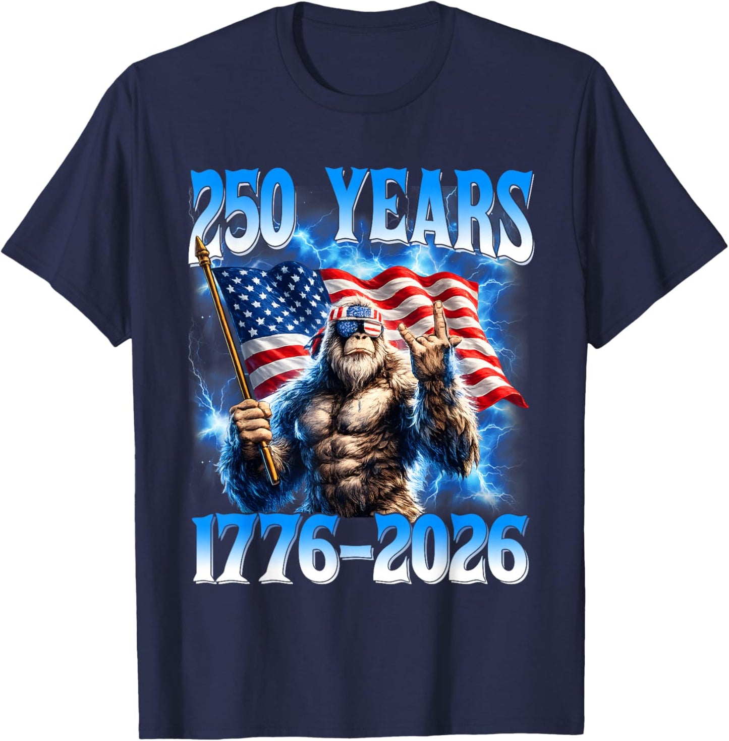 250 Years American 1776 2026 250th USA Patriotic 4th of July T-Shirt - T-Shirt | Navy