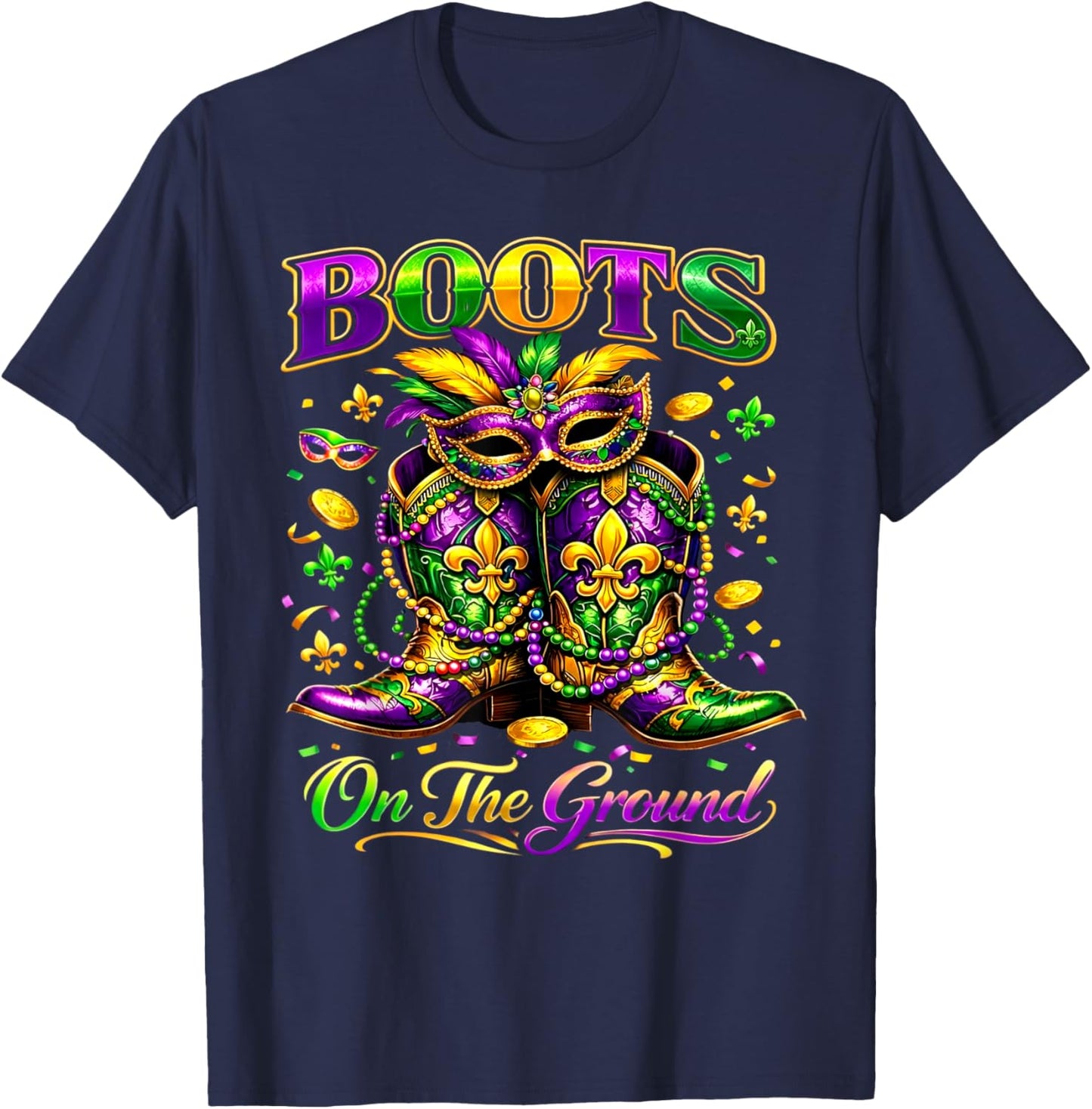 Mardi Gras Boots On The Ground Cowgirl Western Black History T-Shirt - T-Shirt | Navy