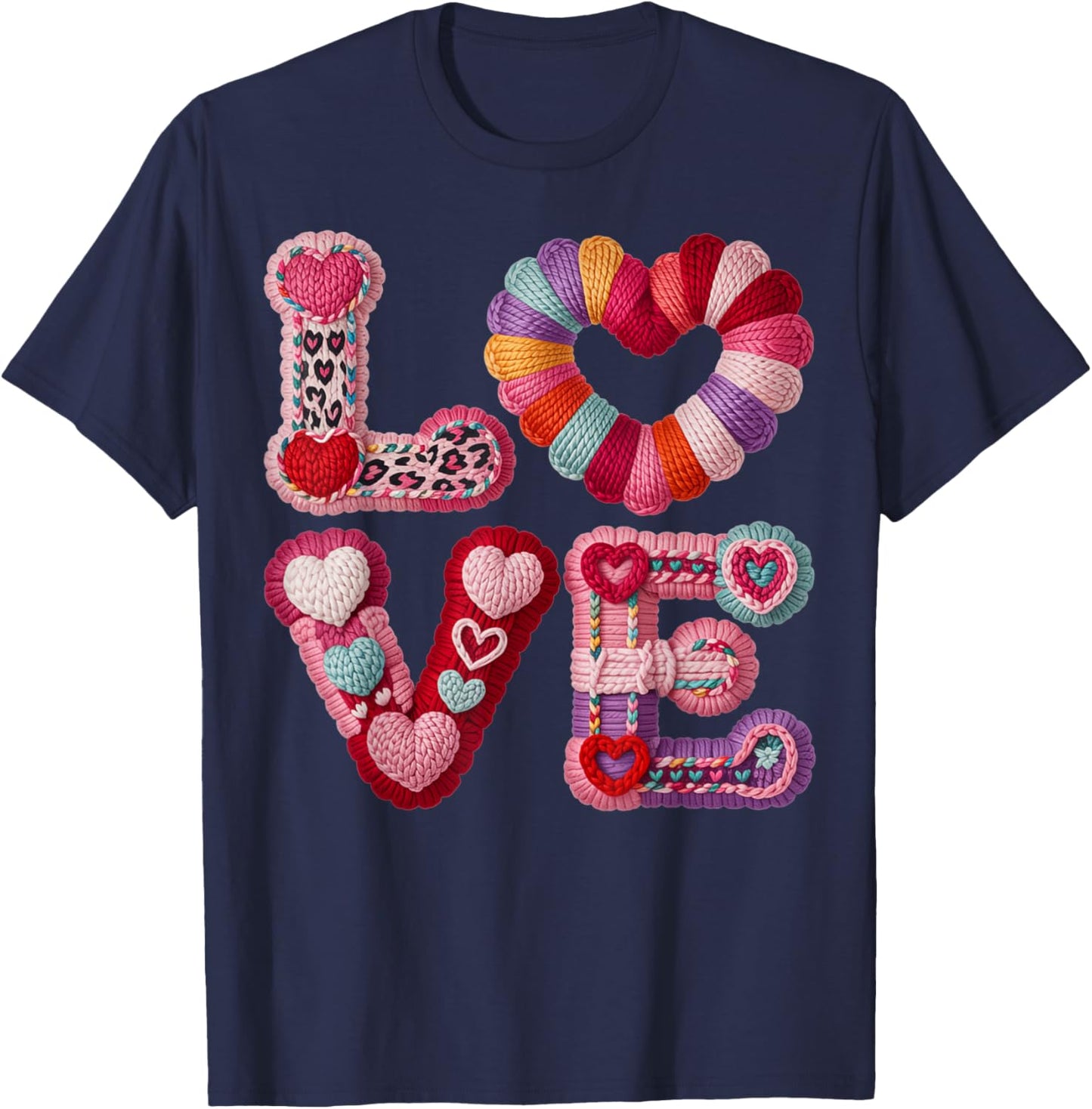 Valentines Day Love Letters Hearts Matching Couples T-Shirt - T-Shirt | Navy