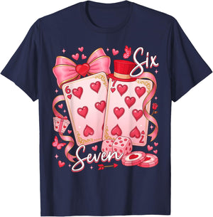 Funny Meme Six Seven 67 Valentine Playing Cards 67 Men Women T-Shirt - T-Shirt | Navy