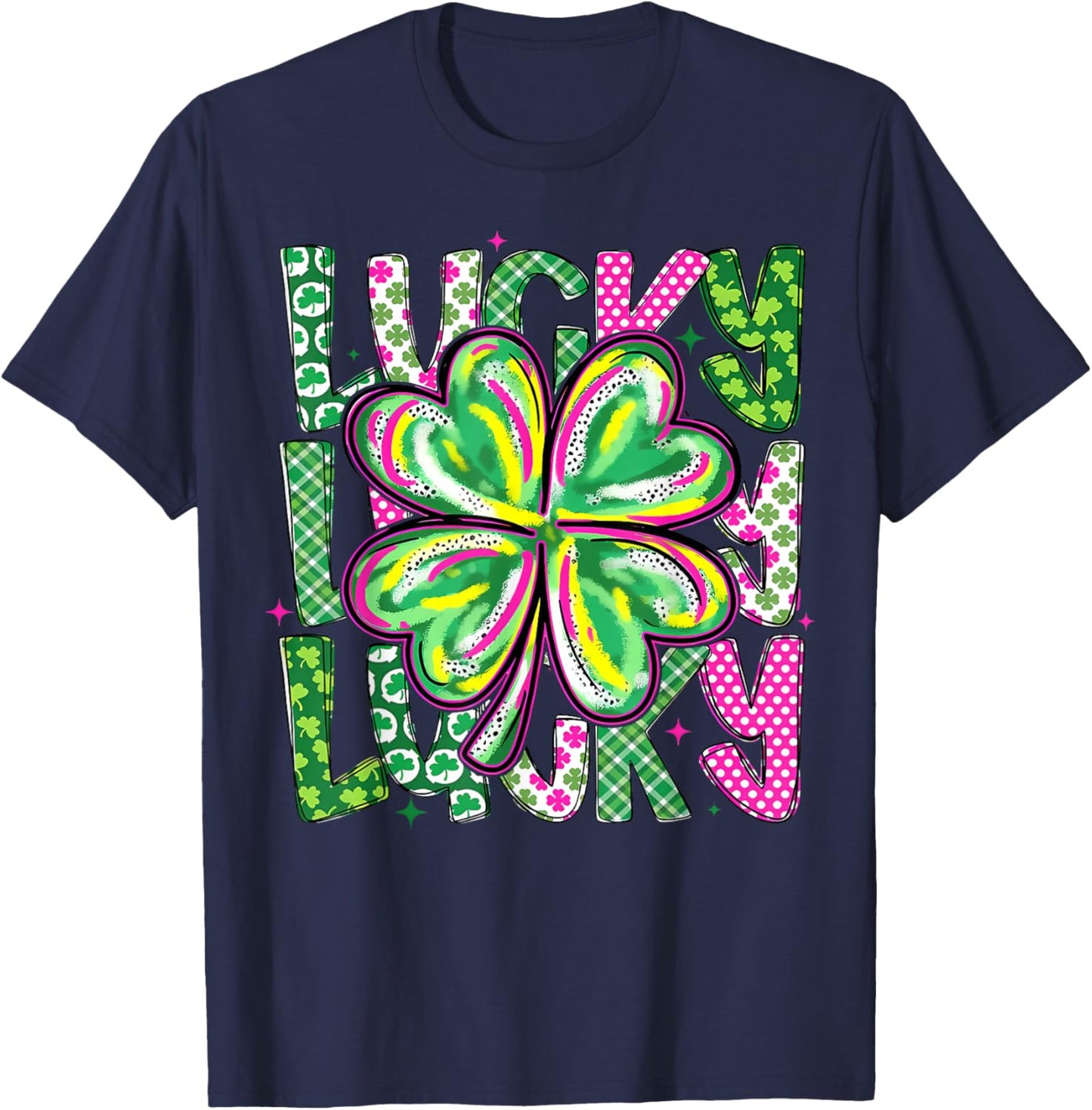 Lucky Shamrock Coquette Bow St Patricks Day Women Girl T-Shirt - T-Shirt | Navy