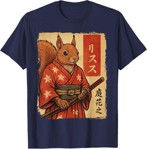 Squirrel Samurai Japanese Katana T-Shirt - T-Shirt | Navy