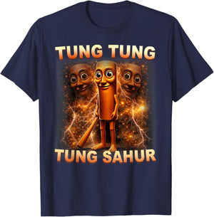 Tung Tung Tung Sahur is Calling Funny Italian Brainrot T-Shirt - T-Shirt | Navy
