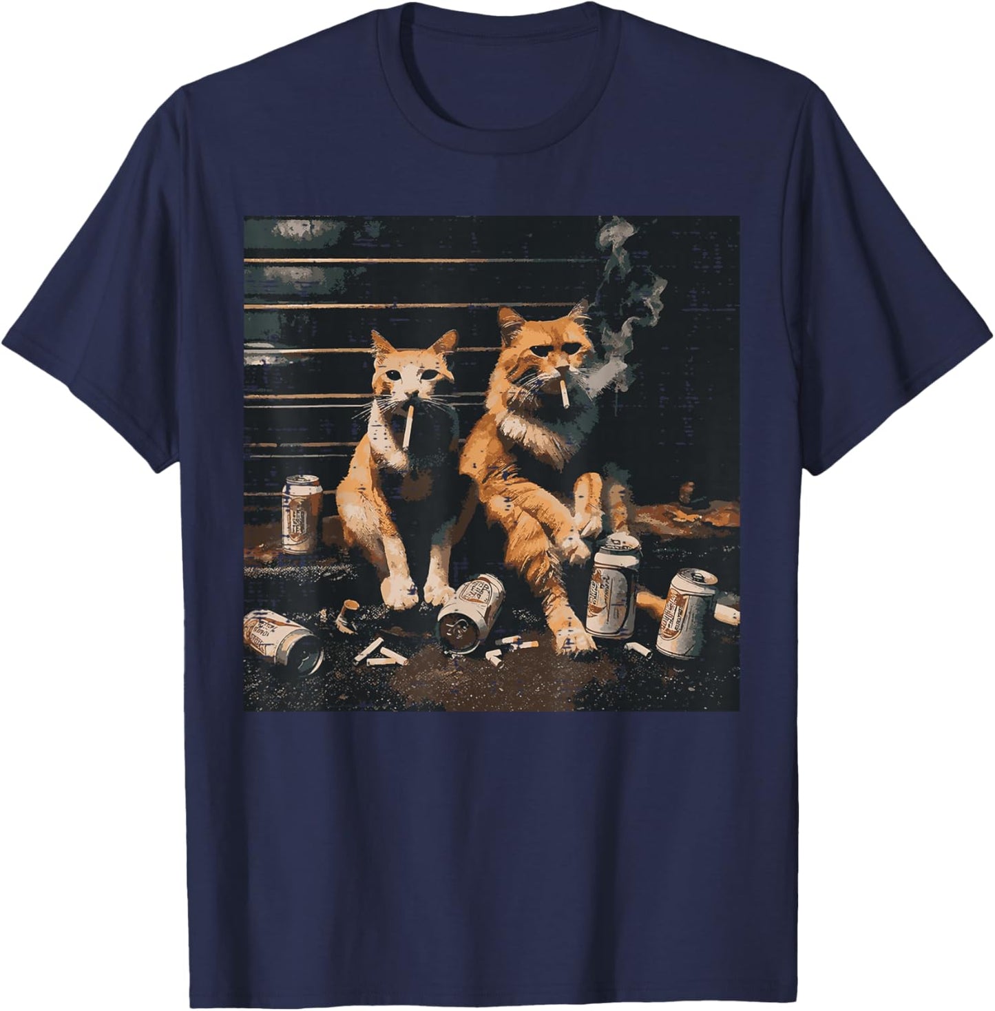 Gangsta Cats Funny Gangster Street Meme Humor Men Women T-Shirt - T-Shirt | Navy