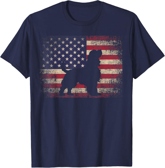 Cocker Spaniel Dog - 4th of July American Flag Vintage T-Shirt - T-Shirt | Navy