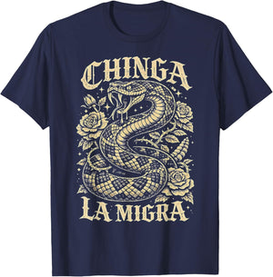 Chinga La Migra Cinco de Mayo 2026 Mexican Pride No Kings T-Shirt - T-Shirt | Navy