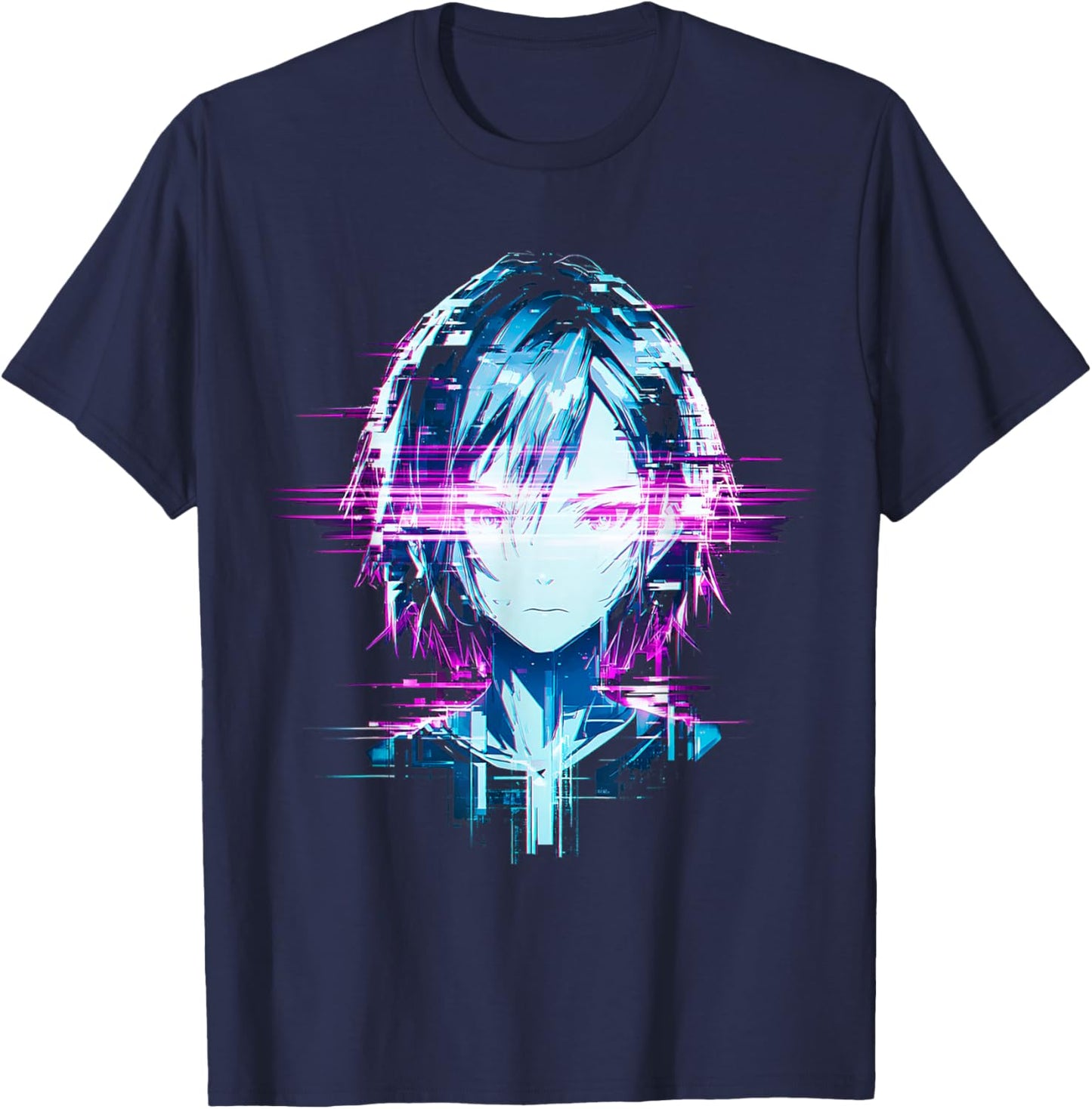 Anime Lover Graphic Otaku Japanese Girl Retro Manga Art T-Shirt - T-Shirt | Navy