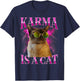 Karma is A Cat, Funny Cat Lovers Design T-Shirt - T-Shirt | Navy