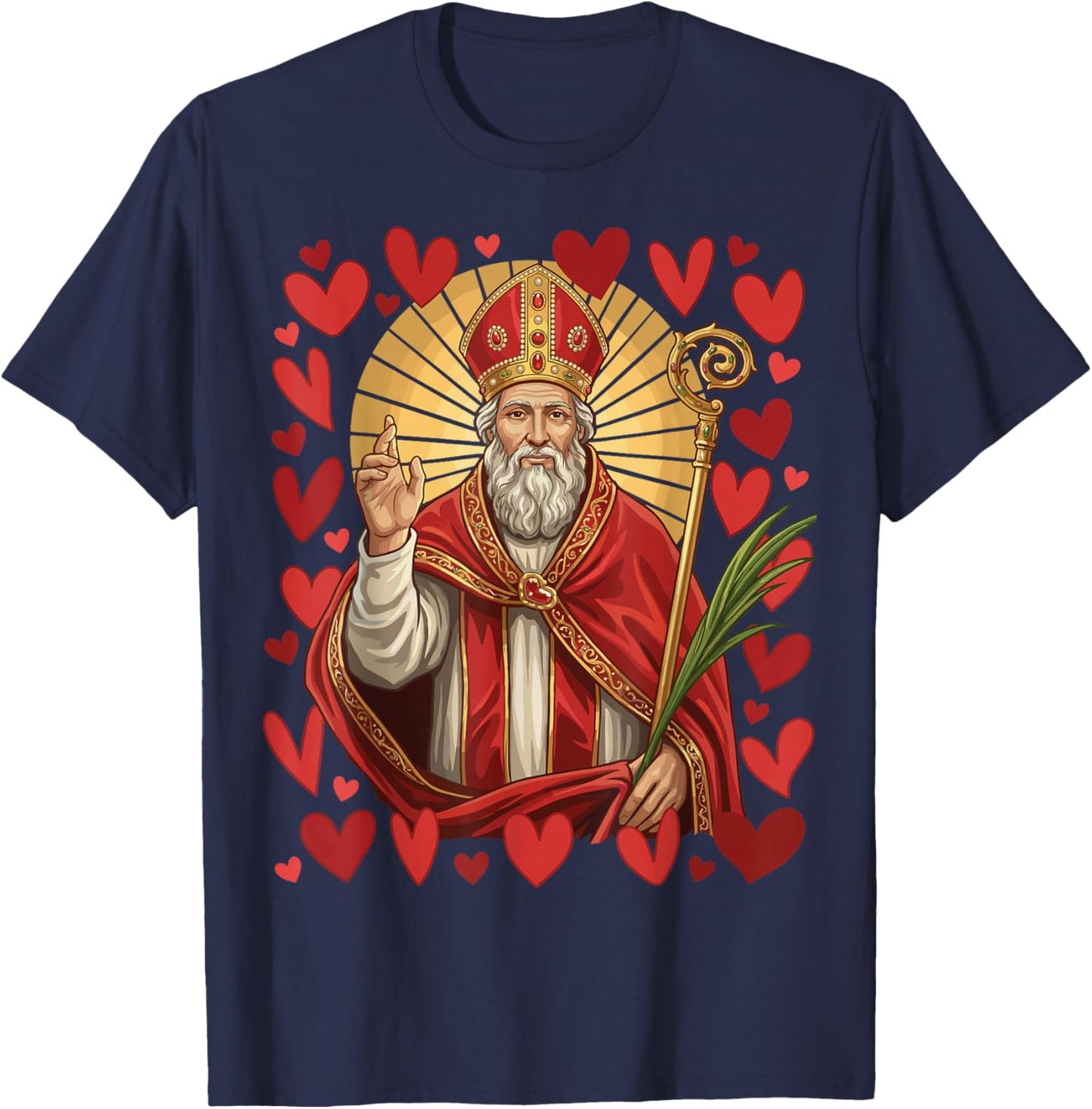 Saint Valentine Catholic St Valentines Patron Saint of Love T-Shirt - T-Shirt | Navy