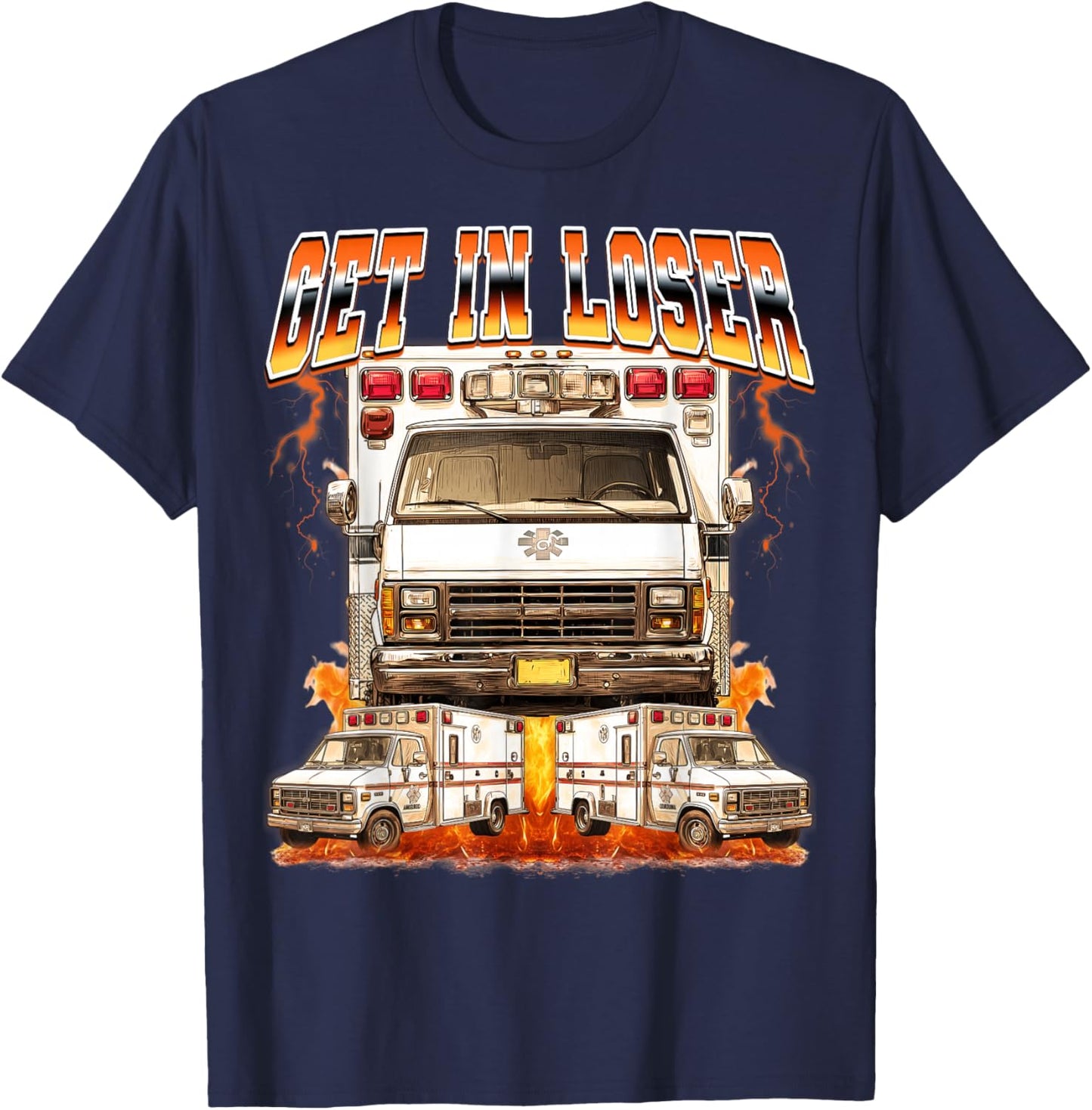 Ambulance Driver EMT 90s Bootleg T-Shirt - T-Shirt | Navy