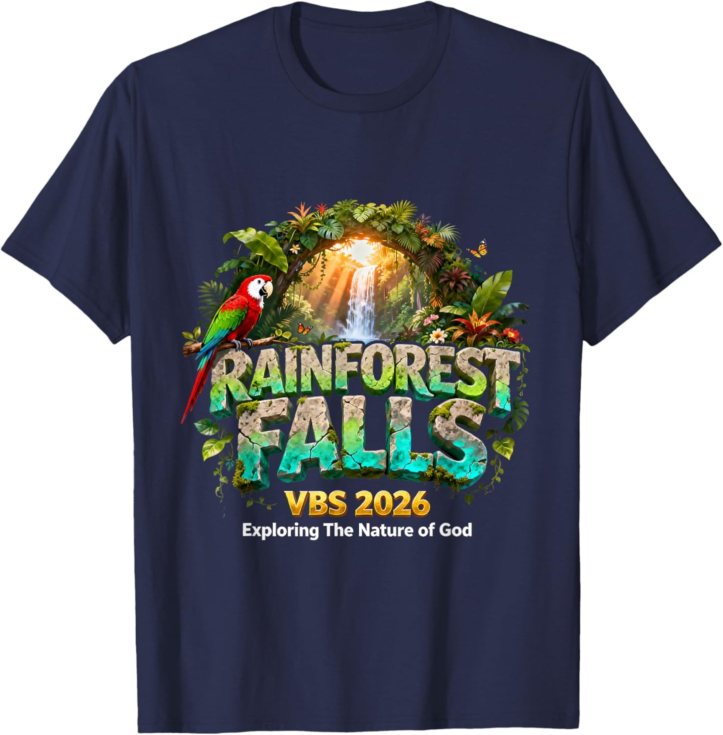 Rainforest Falls VBS 2026 Exploring The Nature of God T-Shirt - T-Shirt | Navy