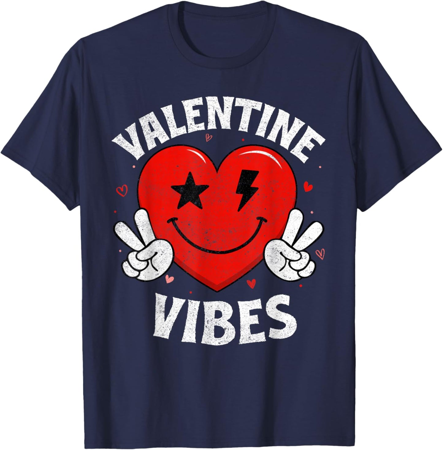 Valentine Vibes Hippie Valentines Day Shirts for Girls Women T-Shirt - T-Shirt | Navy