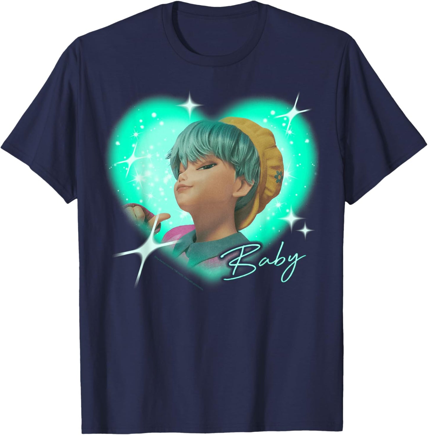 Kpop Demon Hunters The Saja Boys Baby Charming Gaze Heart T-Shirt - T-Shirt | Navy