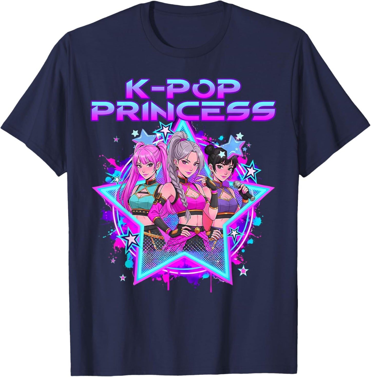 K-pop Princess K Pop Kids Girls K-pop Birthday Girl Kpop T-Shirt - T-Shirt | Navy