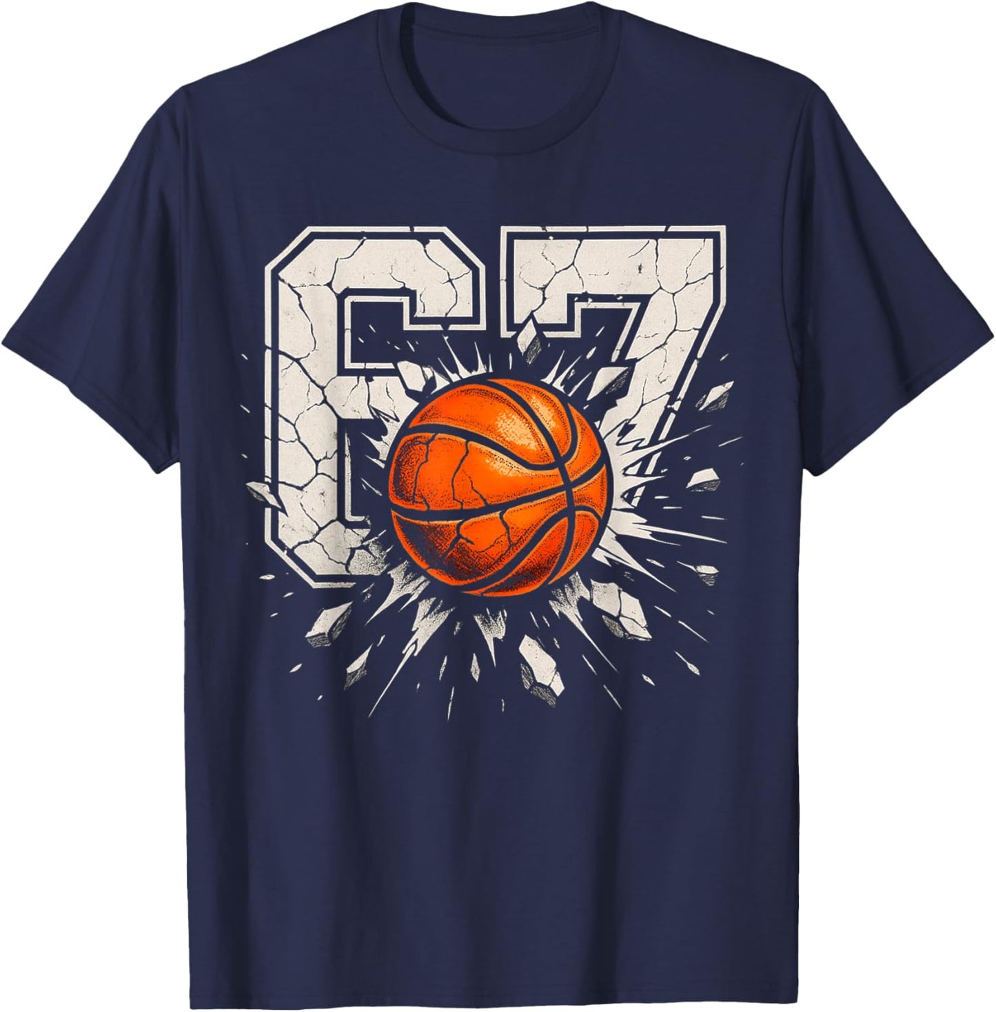 Funny 67 Meme Basketball Smash Distressed Sports Design Boys T-Shirt - T-Shirt | Navy