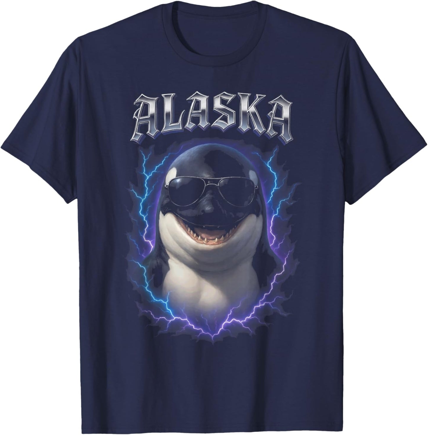 Alaska Whale Overloaded Graphic T-Shirt - T-Shirt | Navy