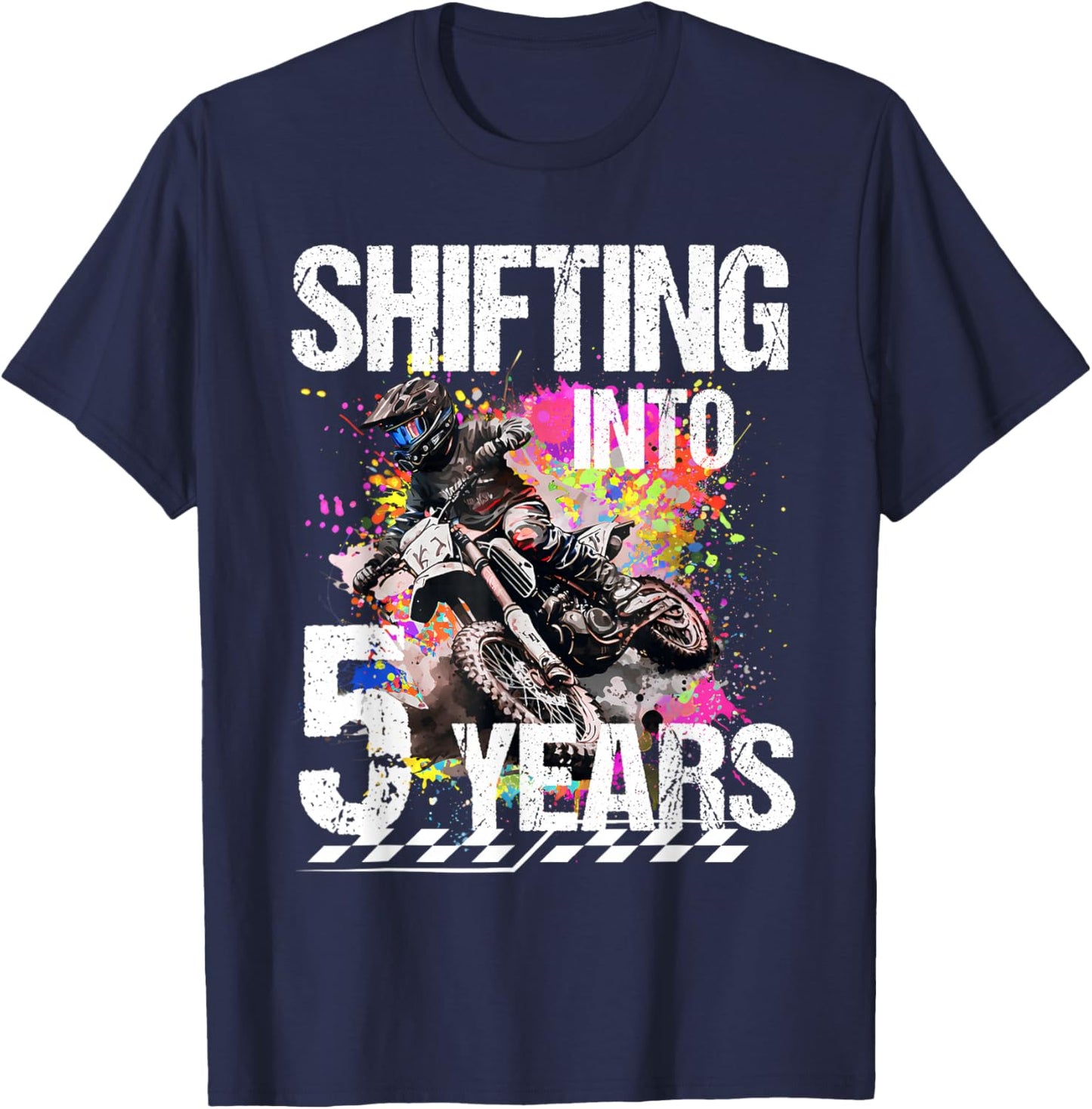 Shifting Into 5 Years Motocross Birthday Action Design T-Shirt - T-Shirt | Navy