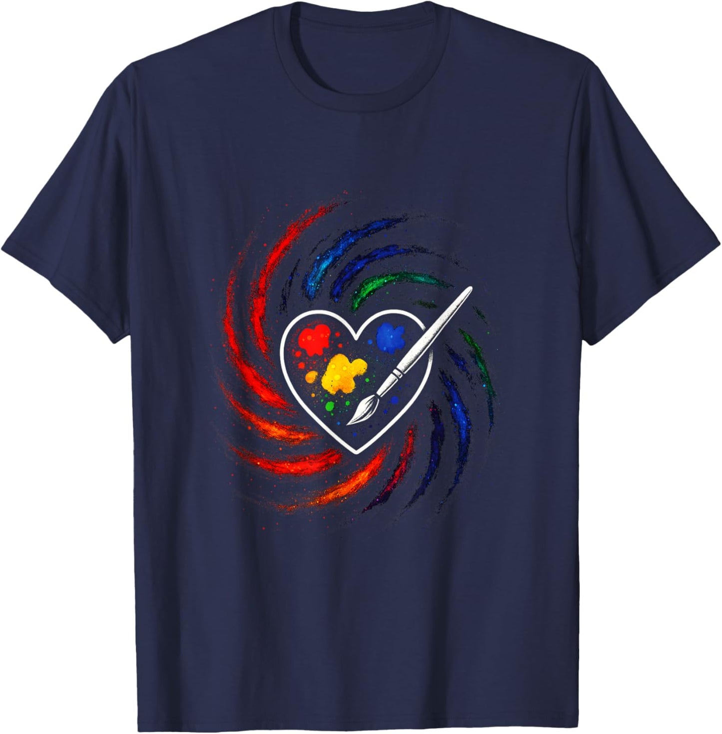 Heart Palette - Funny Painter Art Painting T-Shirt - T-Shirt | Navy