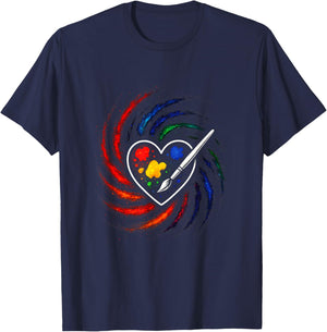Heart Palette - Funny Painter Art Painting T-Shirt - T-Shirt | Navy