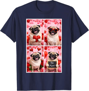 Photobooth Pug Valentines Day Dog Love T-Shirt - T-Shirt | Navy