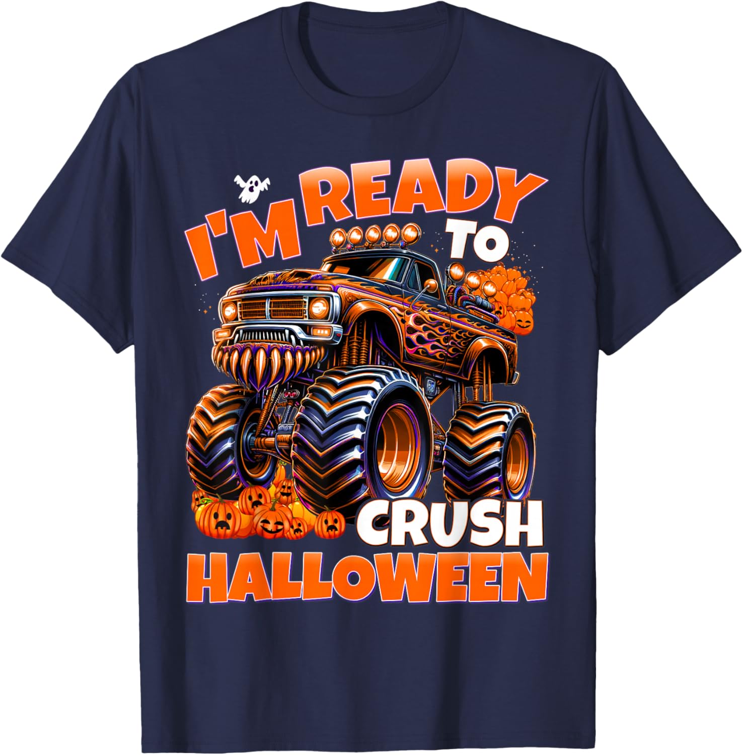 Ready to Crush Halloween Pumpkins Monster Truck Boys T-Shirt - T-Shirt | Navy