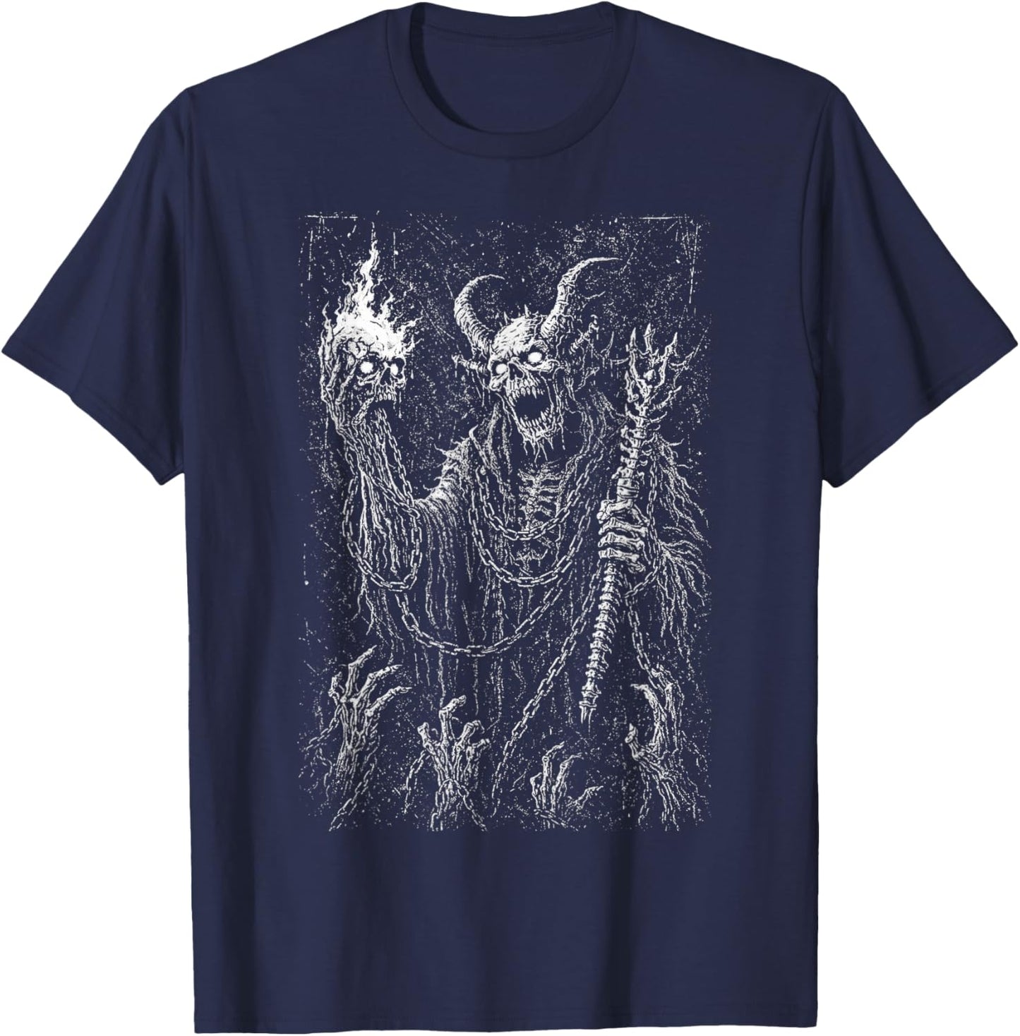 Demon Skull Deathcore Goth Alt Grunge Horror Emo Aesthetic T-Shirt - T-Shirt | Navy