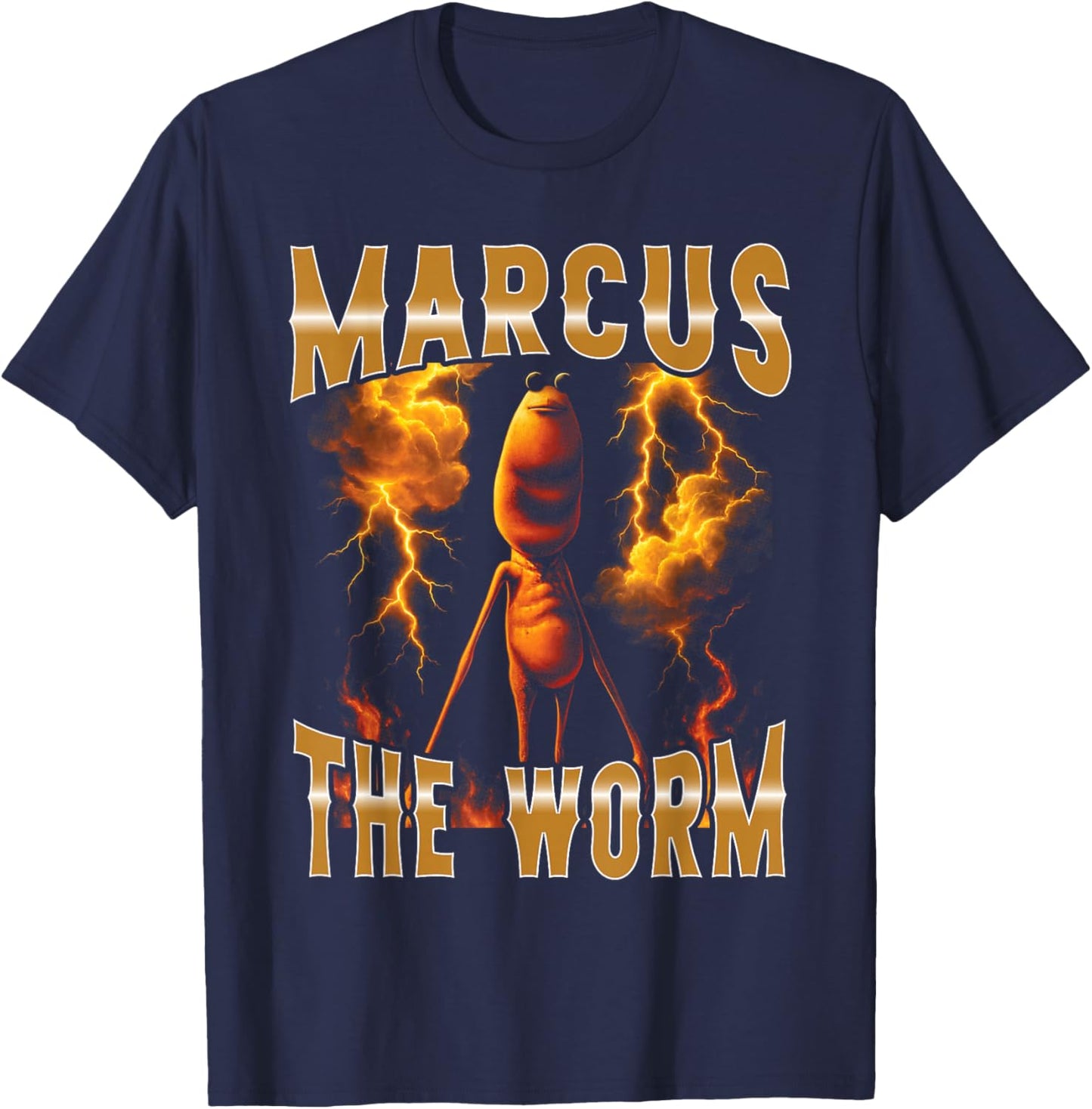 Marcus Worm Meme Humor Playful Retro Vibe Funny People T-Shirt - T-Shirt | Navy