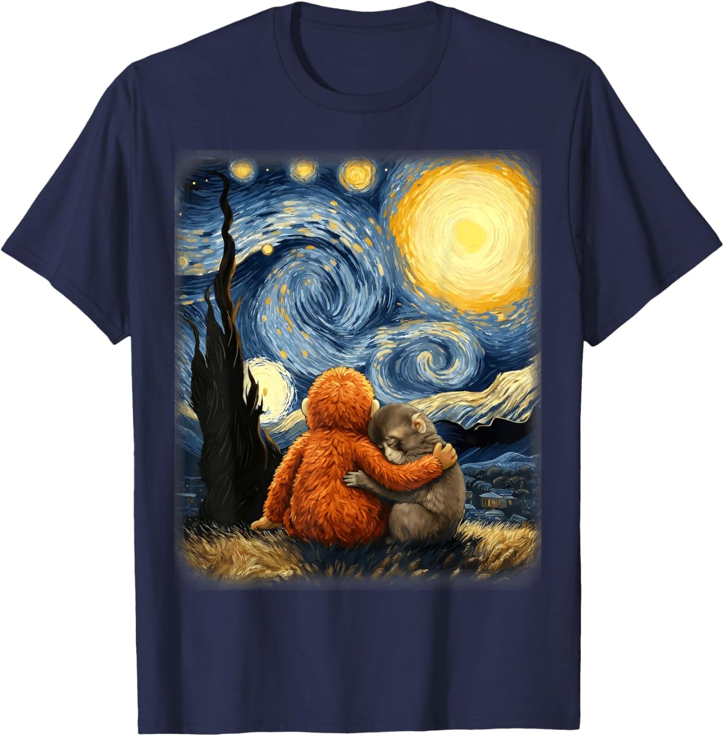 Punch-kun Panchi Kun Viral Video Van Gogh Monkey Punch T-Shirt - T-Shirt | Navy