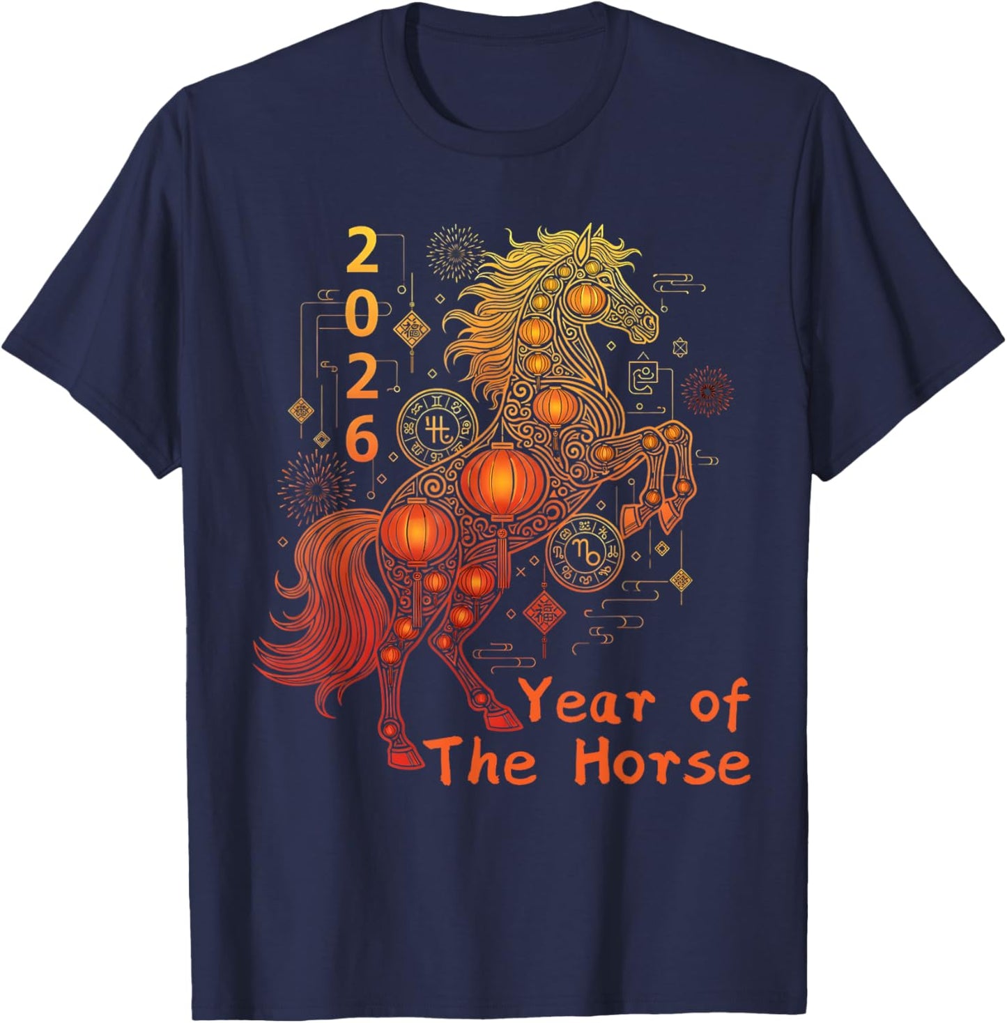 Year of The Horse Happy Chinese Lunar New Year 2026 T-Shirt - T-Shirt | Navy