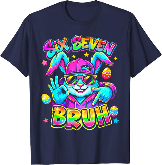 Six Seven Easter Kids Bunny 67 Easter Toddler Teens Boy Girl T-Shirt - T-Shirt | Navy