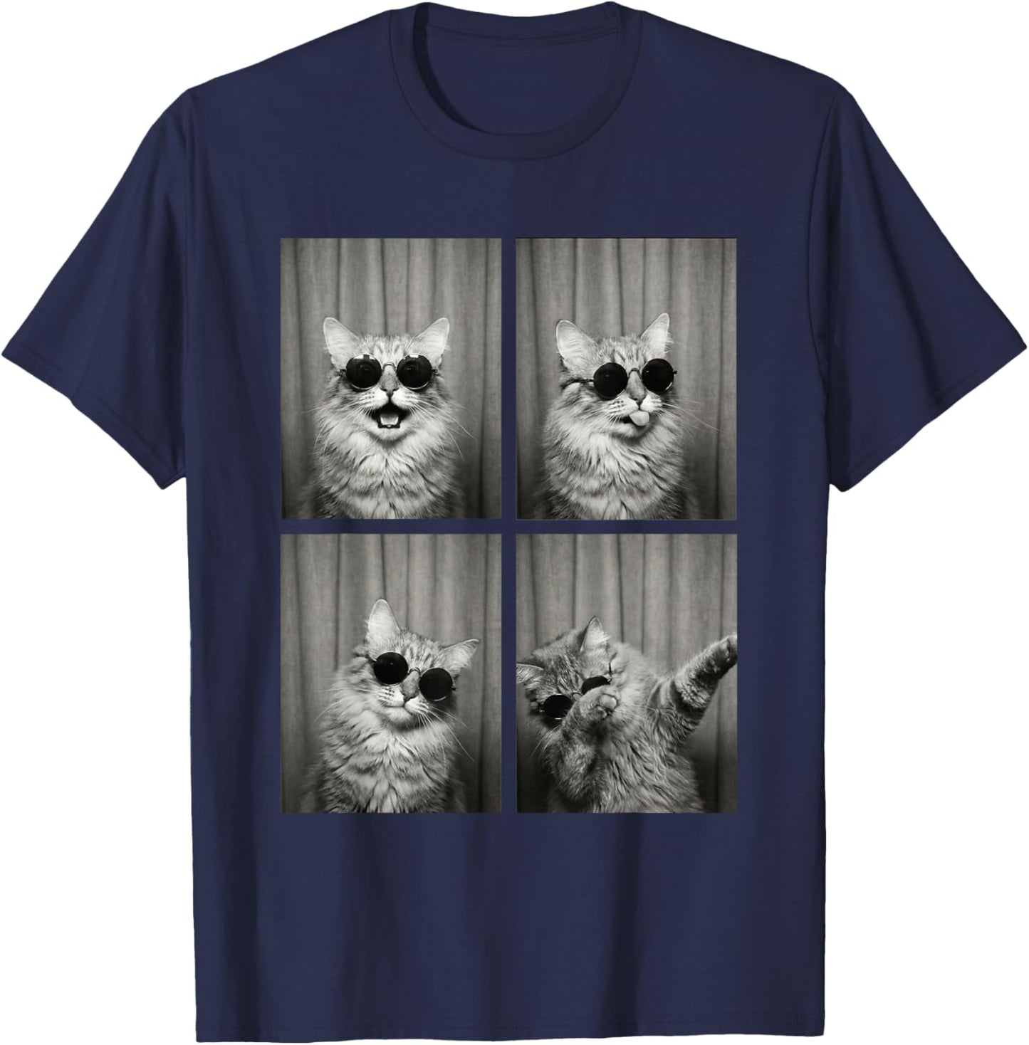 Cat PhotoBooth Sunglasses Funny Dab Cats Lover T-Shirt - T-Shirt | Navy