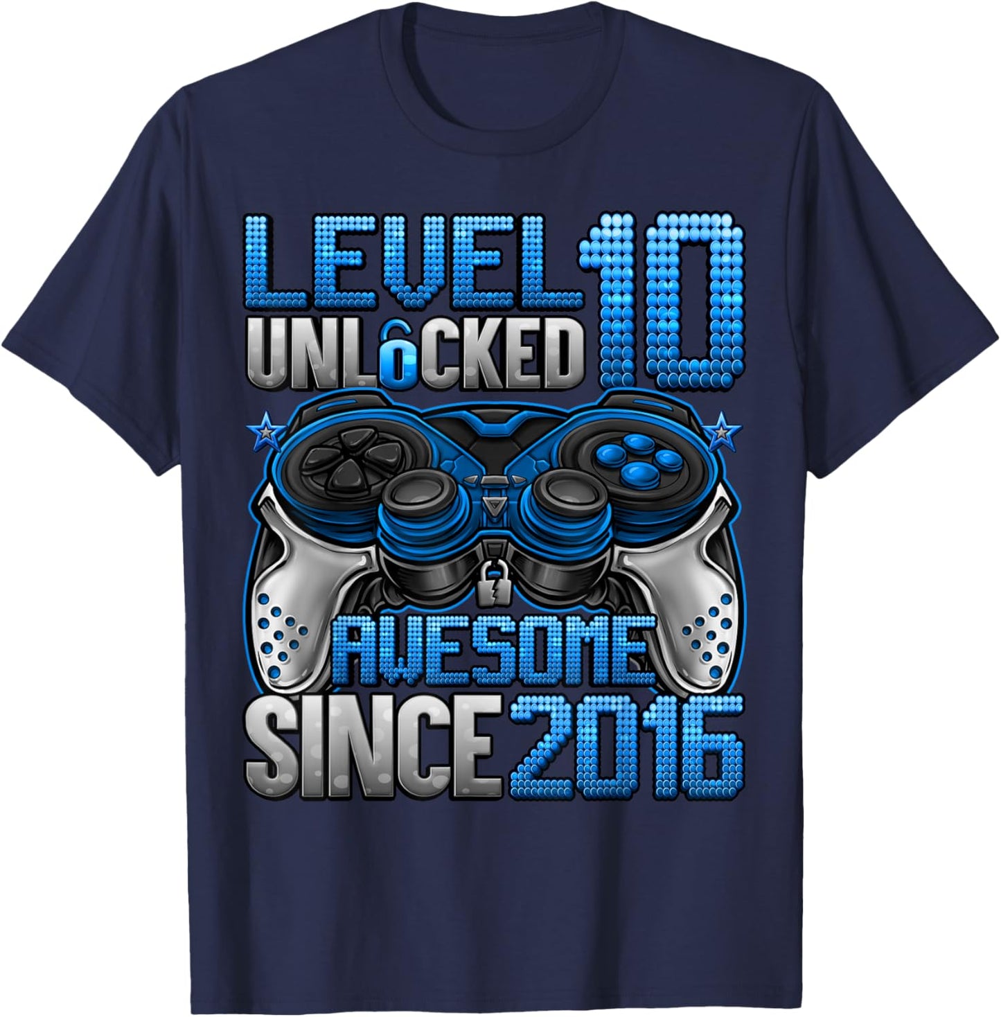 Level 10 Unlocked 10 Year Old Gifts Boys 10th Birthday Boy T-Shirt - T-Shirt | Navy