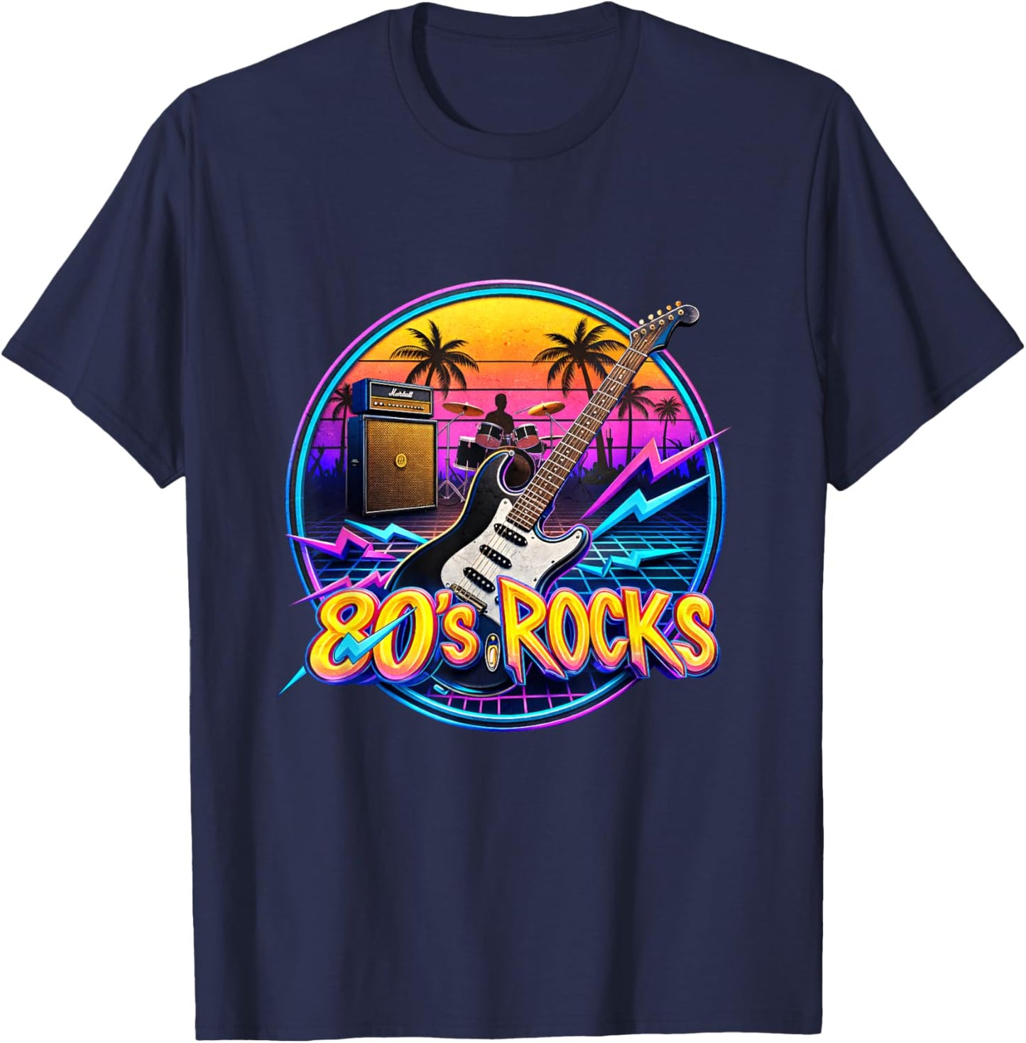 Vintage 80's Rock Bands Eighties 80s Party Music Band T-Shirt - T-Shirt | Navy