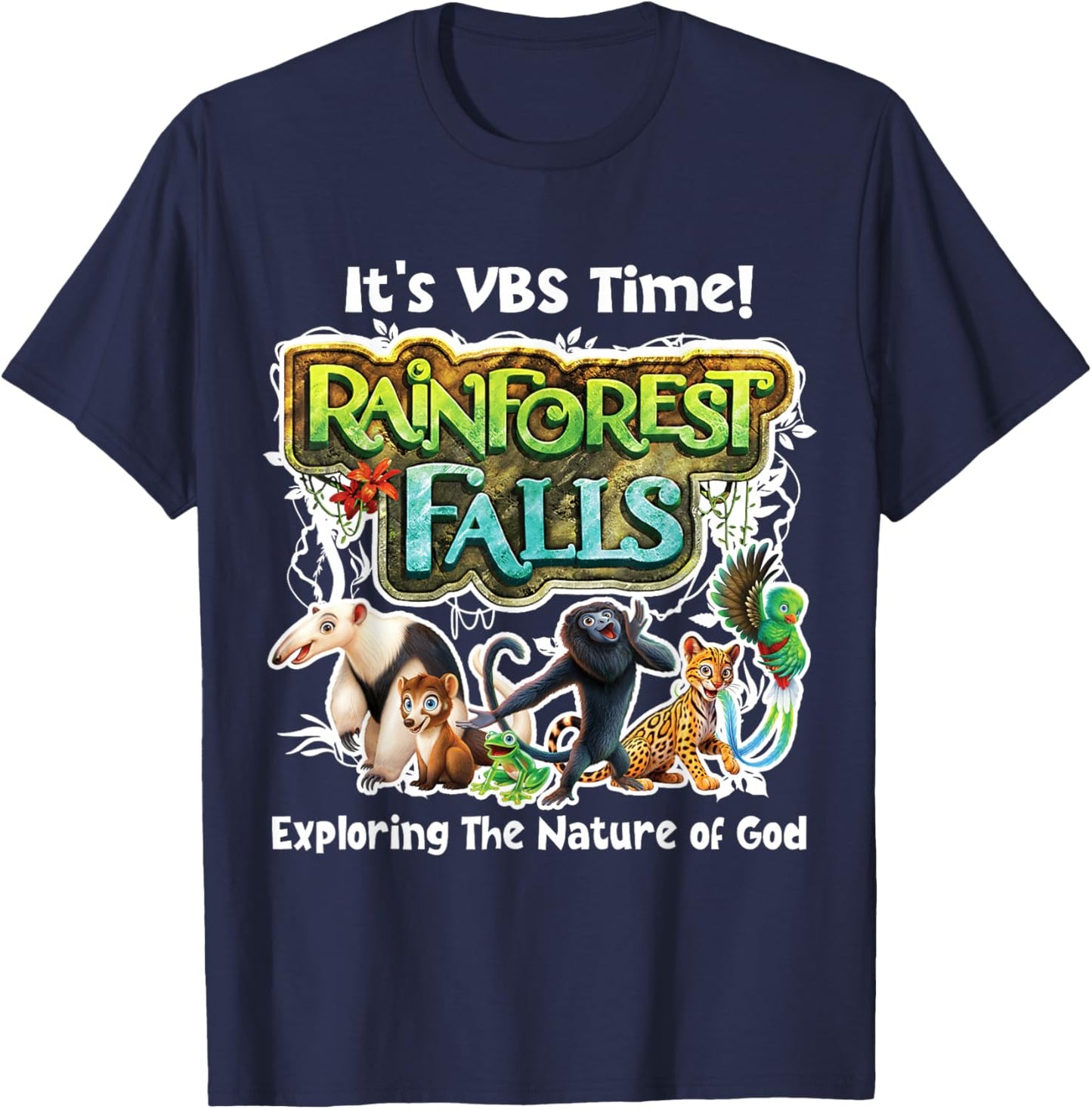 Rainforest Falls Exploring The Nature of God VBS 2026 T-Shirt - T-Shirt | Navy