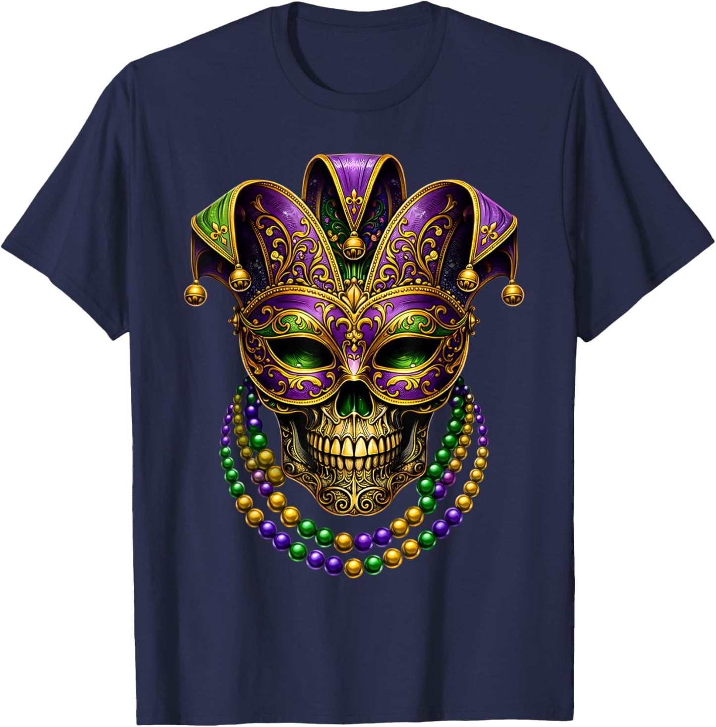 Mardi Gras Costume Sugar Skull Carnival Party Men Women Kids T-Shirt - T-Shirt | Navy