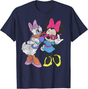 Disney Mickey and Friends Daisy & Minnie Vintage Fashion T-Shirt - T-Shirt | Navy