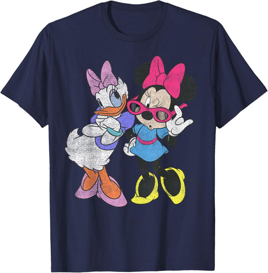 Disney Mickey and Friends Daisy & Minnie Vintage Fashion T-Shirt - T-Shirt | Navy