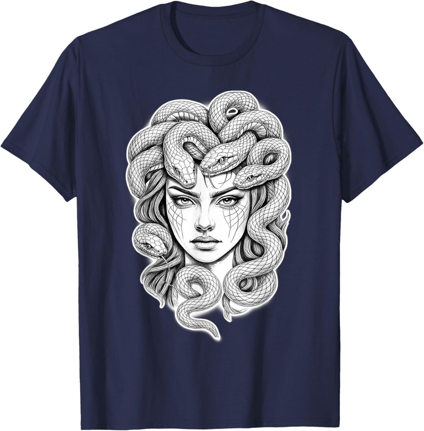 Medusa Goddess Snake T-Shirt - T-Shirt | Navy