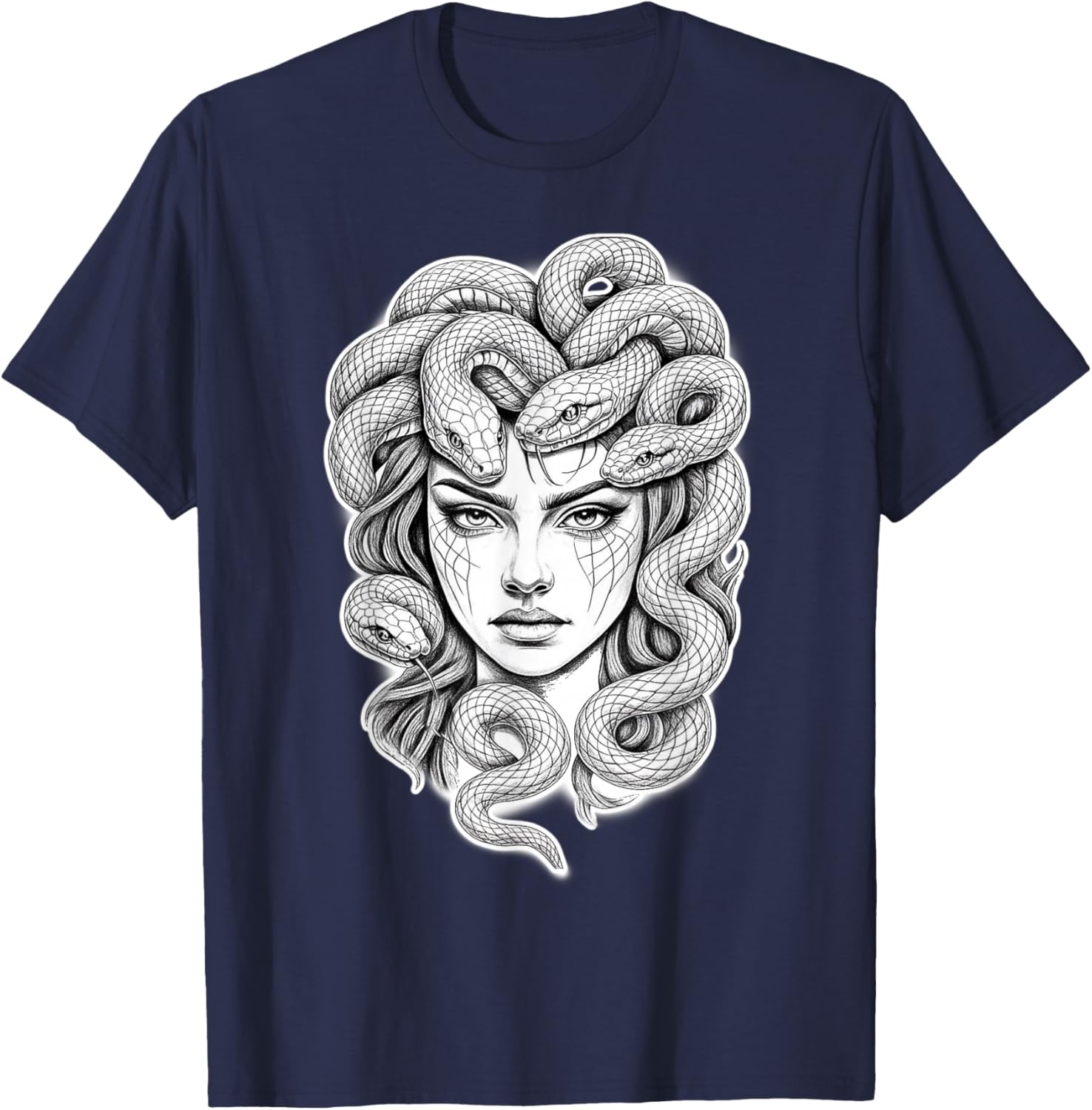 Medusa Goddess Snake T-Shirt - T-Shirt | Navy