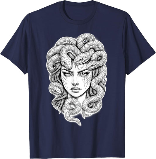 Medusa Goddess Snake T-Shirt - T-Shirt | Navy