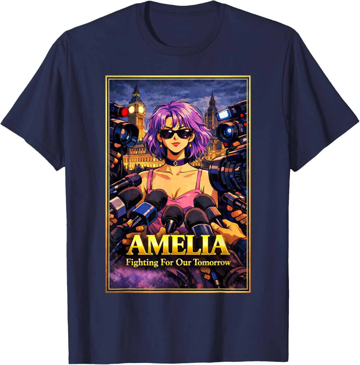 Amelia Fighting for Our Future Union Jack British England T-Shirt - T-Shirt | Navy