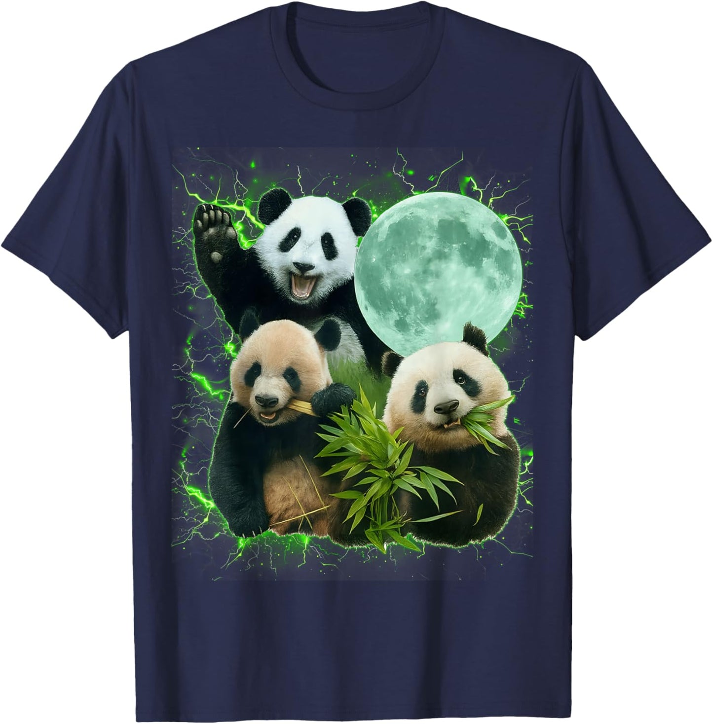 Cute Funny Meme Panda Eating Bamboo Men Women Kid T-Shirt - T-Shirt | Navy