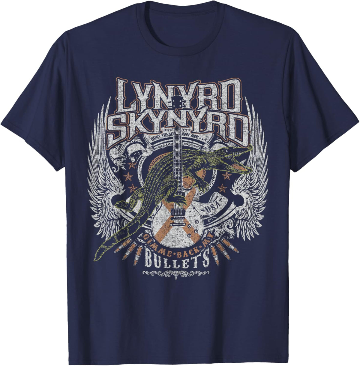 Lynyrd Skynyrd Croc Rock Bullet Southern Country Tread On Me T-Shirt - T-Shirt | Navy