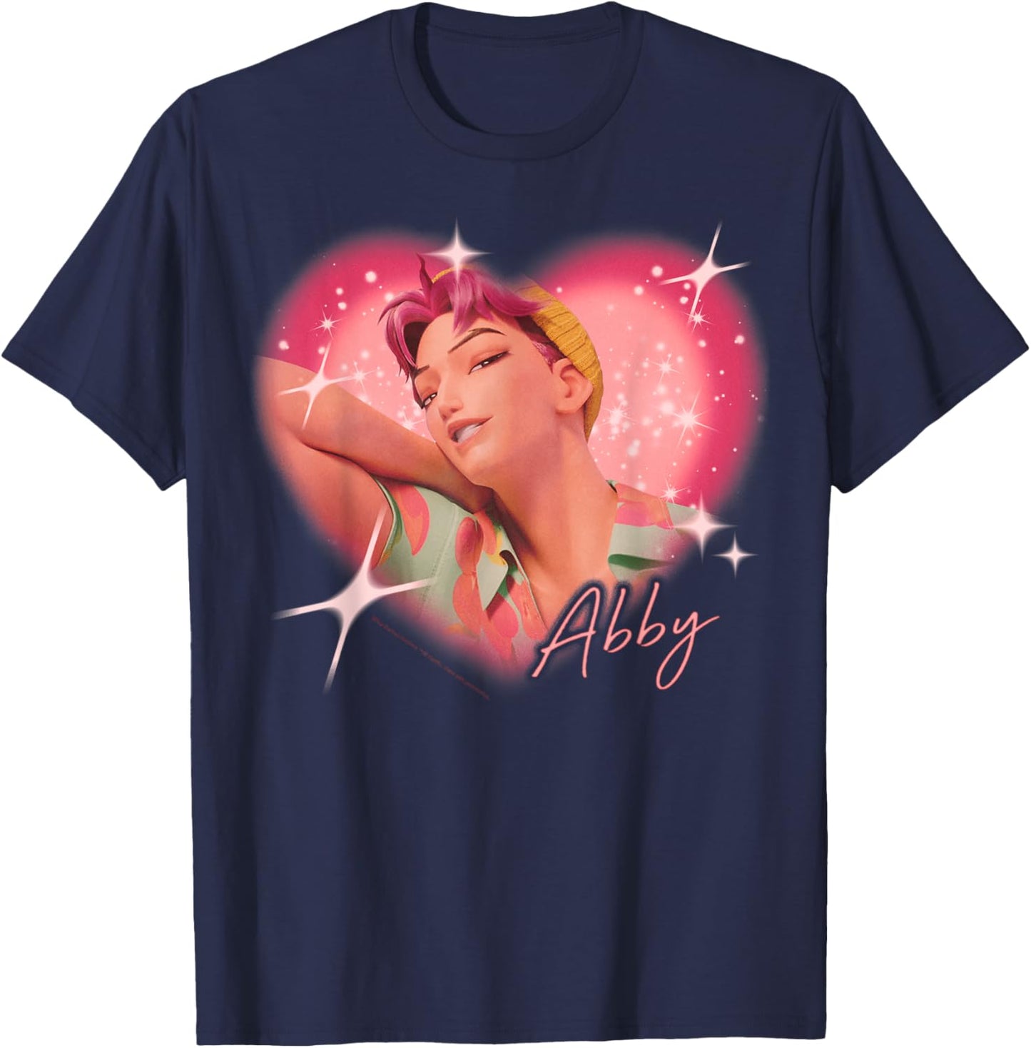 Kpop Demon Hunters The Saja Boys Abby Charming Gaze Heart T-Shirt - T-Shirt | Navy