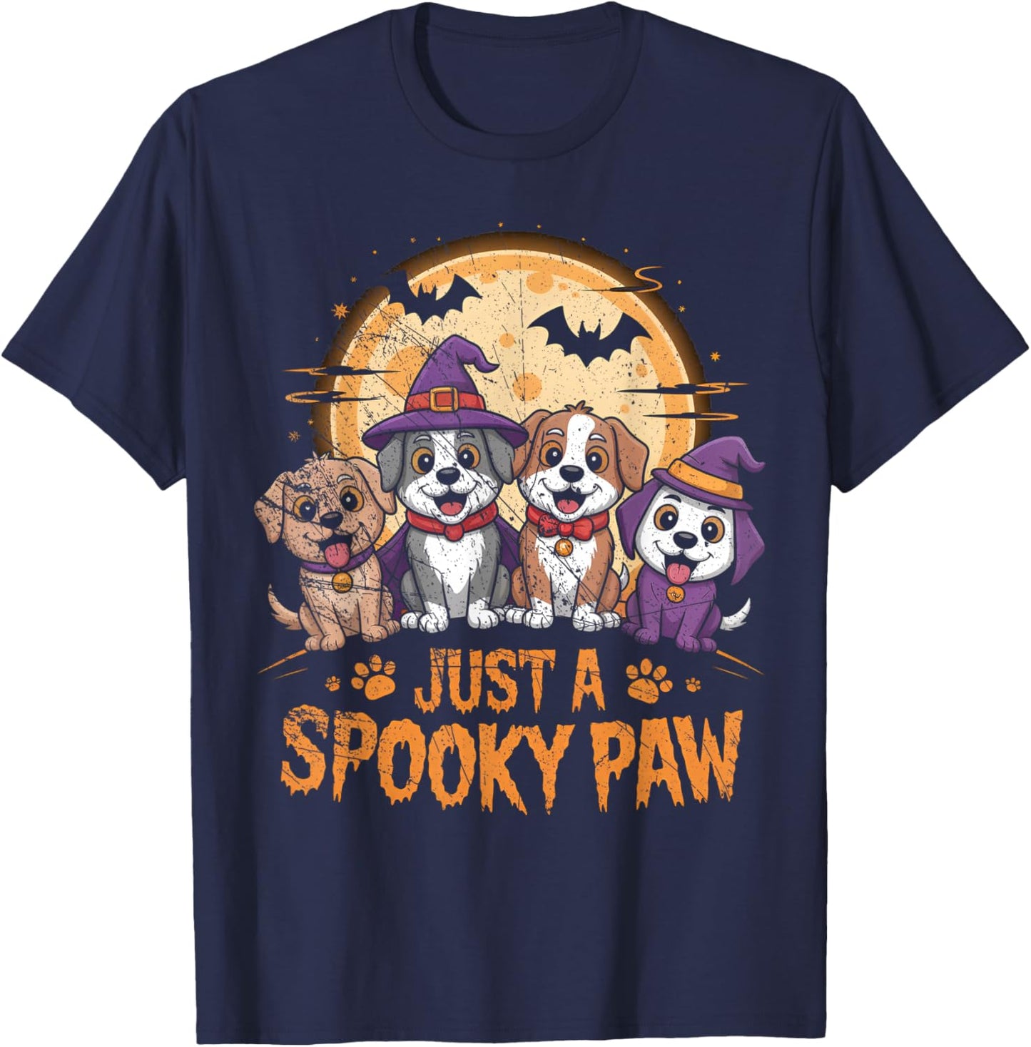 Funny Halloween Dog Ghost Costume Puppy Just A Spooky Paw T-Shirt - T-Shirt | Navy
