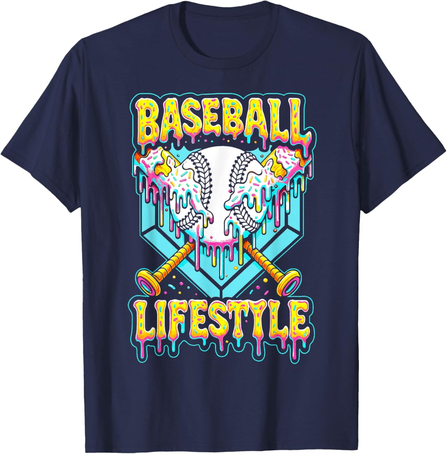 Baseball Life Style 101 Apparel Youth Drip Baseball Boys Kid T-Shirt - T-Shirt | Navy